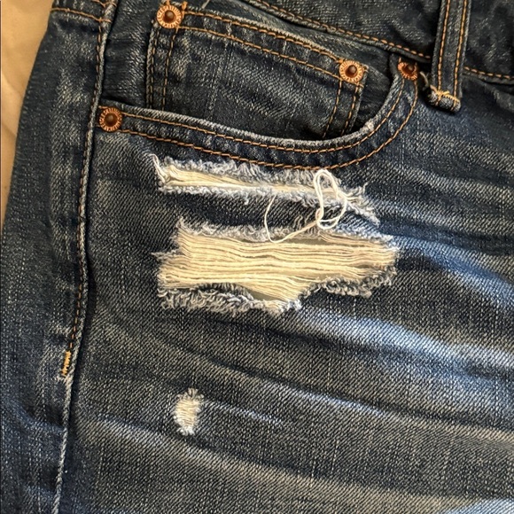 American Eagle Outfitters Distressed Dark Blue Jean Shorts - Picture 8 of 8